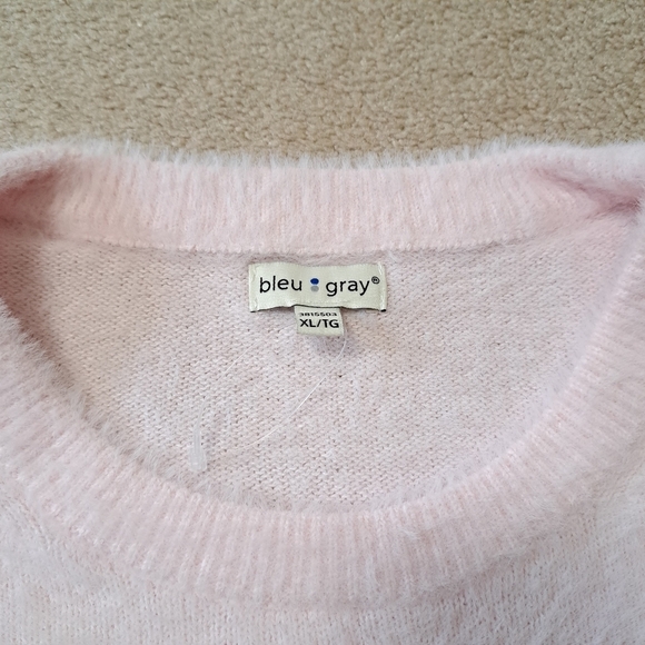 Bleu Gray Eyelash Sweater Women's XL Pink Striped Cozy Crewneck Top - Picture 6 of 14